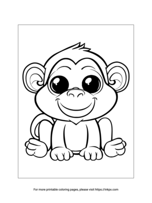 Printable Cute Monkey Coloring Sheet